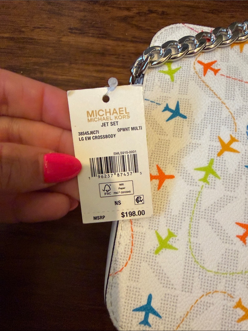 Michael Kors White Crossbody with Multicolor Airplane - Picture 4 of 4
